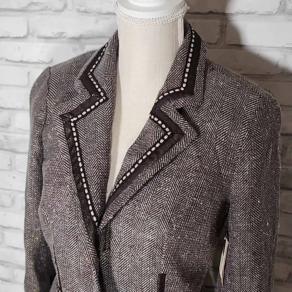 Coldwater Creek Brown Sparkle Fitted Work Business Blazer